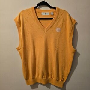 Harry Vardon Sweater Vest Mens Large Yellow Medina Country Club Golf Knit V-Neck